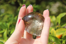 Load image into Gallery viewer, Smokey Quartz with Gold Rutile Palm Stone