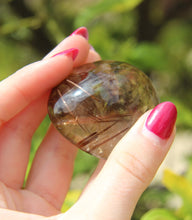Load image into Gallery viewer, Smokey Quartz with Gold Rutile Palm Stone