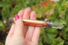 Load image into Gallery viewer, Ruby, Clear Quartz, and Copper Wand P3-41