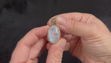 Load and play video in Gallery viewer, Rainbow Moonstone Oval Pendant With 925 Sterling Silver