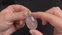 Load and play video in Gallery viewer, Rose Quartz Oval Pendant in 925 Sterling Silver