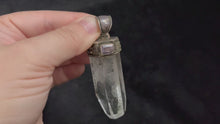 Load and play video in Gallery viewer, Large Quartz Pendent with Tourmaline Rutils and Amethyst Gem P2-14
