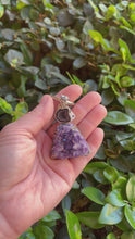 Load and play video in Gallery viewer, Amethyst Druzy Geode Pendant With 925 Sterling Silver Keychain (B)