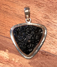 Load image into Gallery viewer, Black Tektite Pendant With Sterling Silver