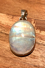 Load image into Gallery viewer, Rainbow Moonstone Oval Pendant With 925 Sterling Silver (B)