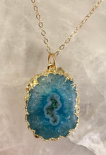 Load image into Gallery viewer, Aqua Blue Solar Quartz Necklace 14K (Gold Chain Included)