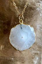 Load image into Gallery viewer, White Solar Quartz Necklace 14K Gold Chain Included