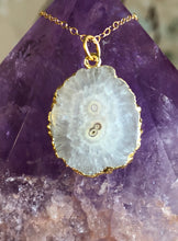 Load image into Gallery viewer, White Solar Quartz Necklace 14K Gold Chain Included