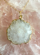 Load image into Gallery viewer, White Solar Quartz Necklace 14K Gold Chain Included