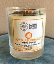 Load image into Gallery viewer, Crystal Candle (Joy & Abundance) Breezy Muguet & Sea Salt with Carnelian Heart and Green Jade