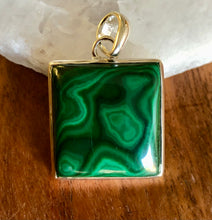 Load image into Gallery viewer, Malachite Square Pendant With 925 Sterling Silver