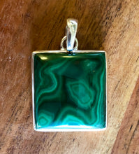 Load image into Gallery viewer, Malachite Square Pendant With 925 Sterling Silver
