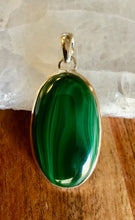 Load image into Gallery viewer, Malachite Oval Pendant With 925 Sterling Silver