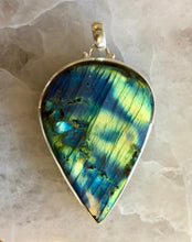 Load image into Gallery viewer, Large Teardrop Labradorite Pendant With 925 Sterling Silver
