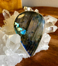 Load image into Gallery viewer, Large Teardrop Labradorite Pendant With 925 Sterling Silver