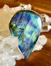 Load image into Gallery viewer, Large Teardrop Labradorite Pendant With 925 Sterling Silver