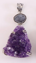 Load image into Gallery viewer, Amethyst Druzy Geode With 925 Sterling Silver Keychain (A)