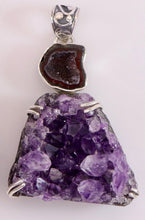 Load image into Gallery viewer, Amethyst Druzy Geode Pendant With 925 Sterling Silver Keychain (B)