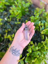 Load image into Gallery viewer, Large Quartz Pendent with Tourmaline Rutils and Amethyst Gem P2-14