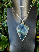 Load image into Gallery viewer, Large Teardrop Labradorite Pendant With 925 Sterling Silver