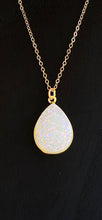 Load image into Gallery viewer, 14K Gold Druzy Quartz Pear Necklace (Gold Chain Included)