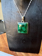 Load image into Gallery viewer, Malachite Square Pendant With 925 Sterling Silver