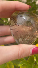 Load image into Gallery viewer, Smokey Quartz with Gold Rutile Palm Stone
