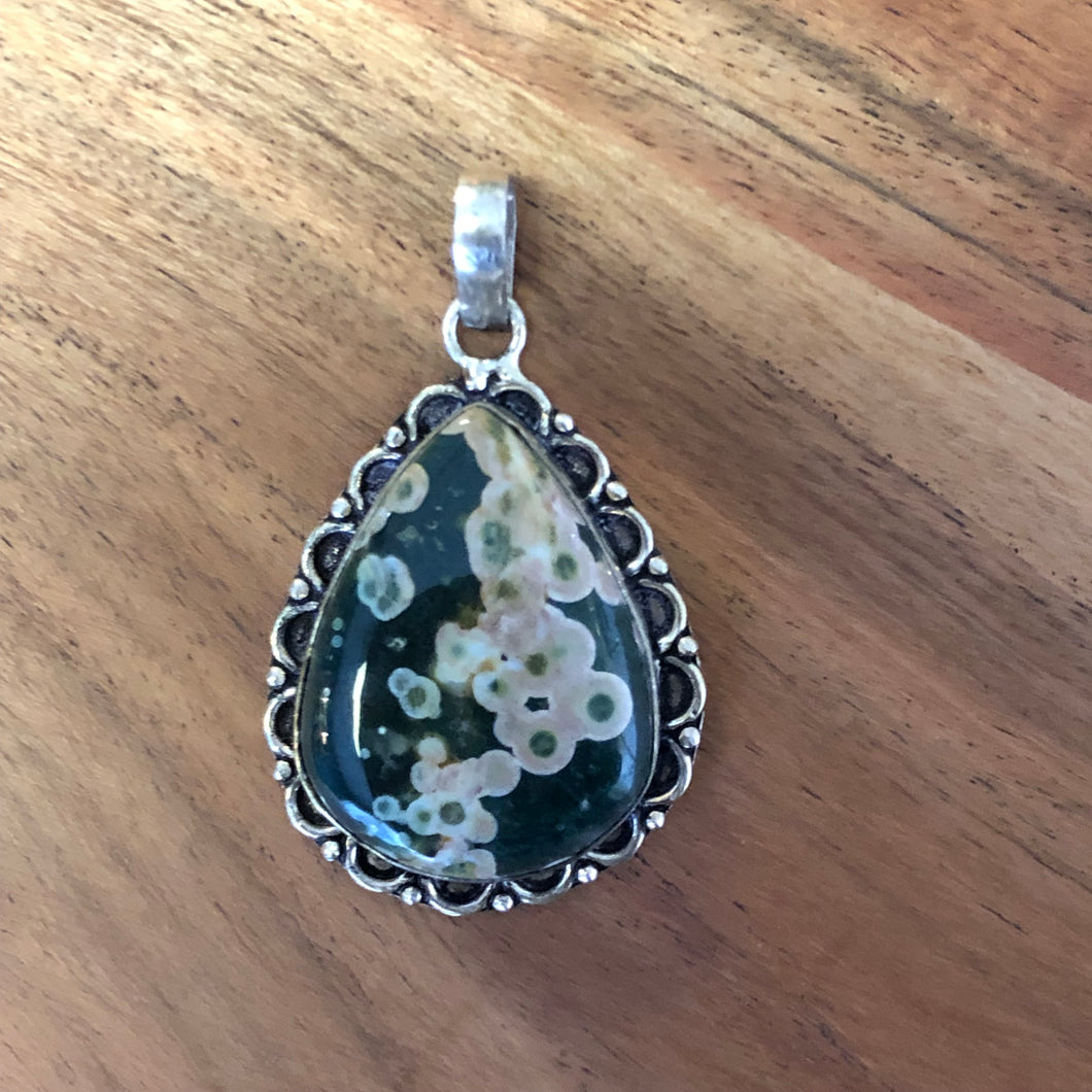 Jasper Silver Plated Pendant