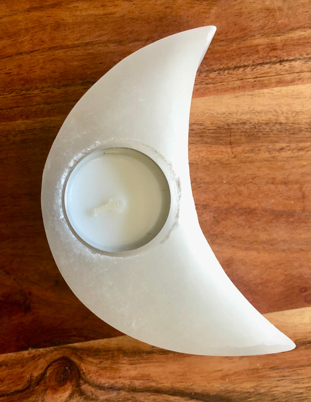 Selenite Moon Candle Holder