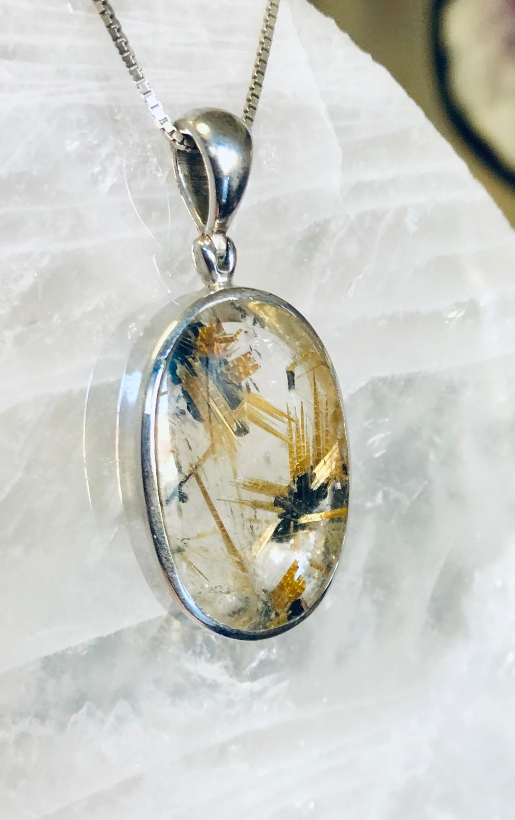 Rutilated Quartz Oval Pendant