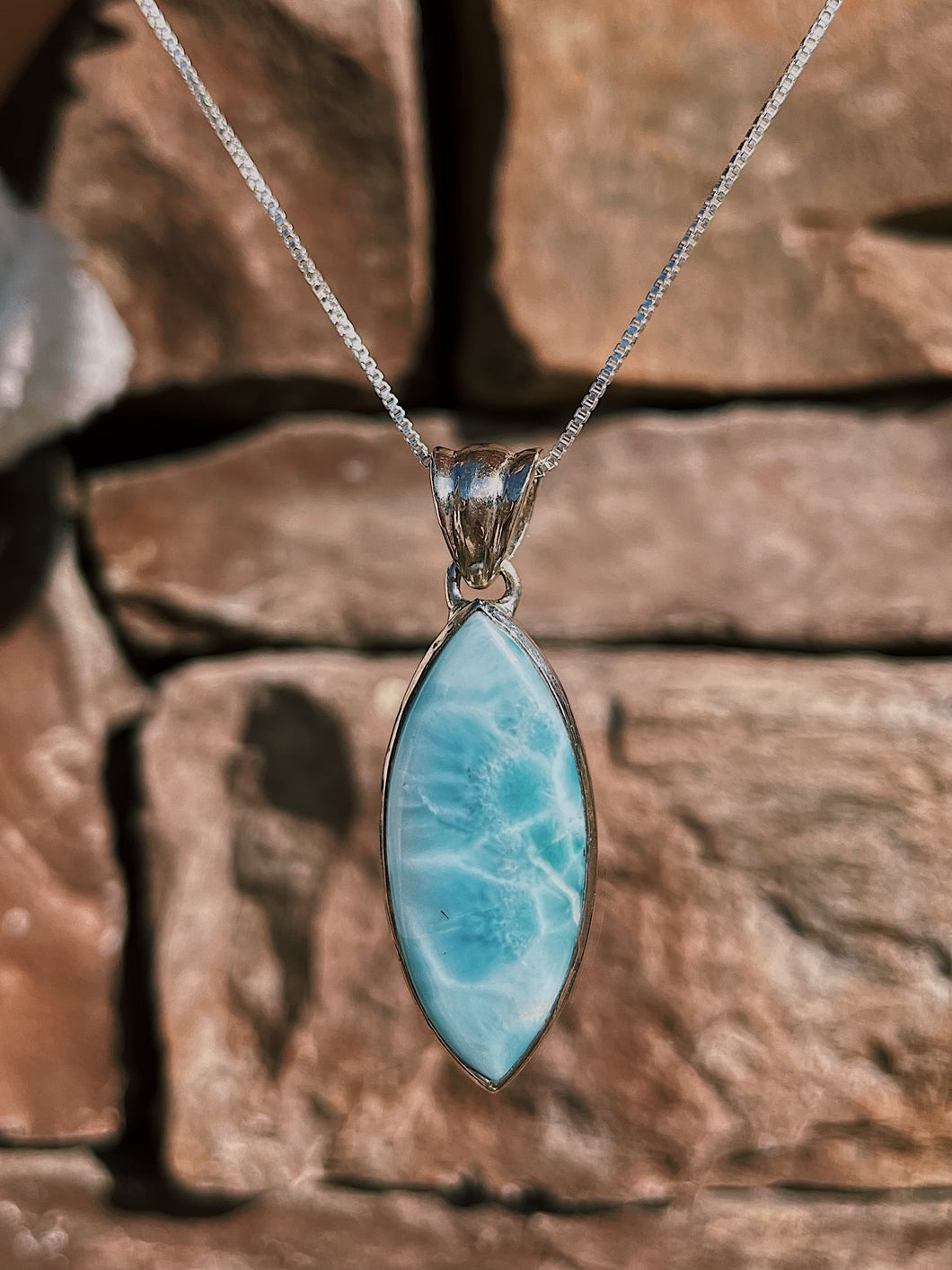 Larimar Pendant With Sterling Silver (B)