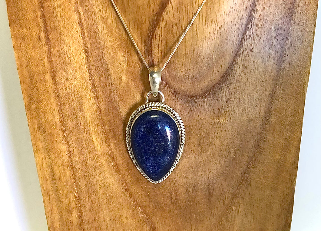 Lapis Lazuli Teardrop Pendant With 925 Sterling Silver